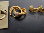 Collection of 3 Pairs of Women's Earrings-Hannah-Gold Cubic Zirconia Glass Stone