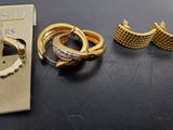 Collection of 3 Pairs of Women's Earrings-Hannah-Gold Cubic Zirconia Glass Stone