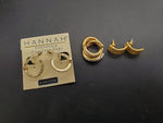 Collection of 3 Pairs of Women's Earrings-Hannah-Gold Cubic Zirconia Glass Stone
