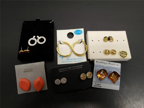Collection of 9 Pairs of Women's Earrings-Cubic Zirconia Signature Studio Nice