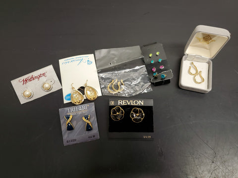 Collection of 10 Pairs of Women's Earrings-Gold Worthington Trifari Revlon Nice!