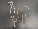 Gorgeous Lot of 3 Women's Necklaces Faux Gold Pearl Flower Pendant Classy