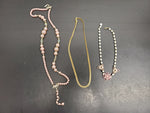 Gorgeous Lot of 3 Women's Necklaces Faux Gold Pearl Flower Pendant Classy