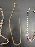 Gorgeous Lot of 3 Women's Necklaces Faux Gold Pearl Flower Pendant Classy