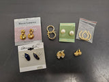 Gorgeous Collection 7 Pairs Women's Earrings Maggie Lawrence Faux Gold Diamond