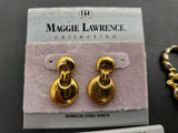 Gorgeous Collection 7 Pairs Women's Earrings Maggie Lawrence Faux Gold Diamond