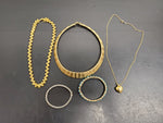 Gorgeous Lot of 3 Women's Necklaces & 2 Bracelets Gold Heart Pendant PresentNice