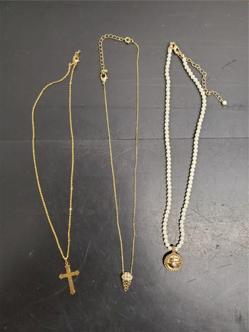 Gorgeous Collection 3 Women's Necklaces & Pendants Gold Chain Gold Cross Present