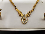Gorgeous Matching Set Women's Gold/Diamond Necklace Wristwatch & Earrings Gift!!