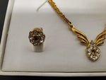 Gorgeous Matching Set Women's Gold/Diamond Necklace Wristwatch & Earrings Gift!!