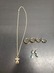 Gorgeous Gold Angel Women's Pendant/Necklace & 3 Pairs Earrings Silver/Gold Nice