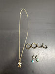 Gorgeous Gold Angel Women's Pendant/Necklace & 3 Pairs Earrings Silver/Gold Nice