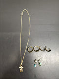Gorgeous Gold Angel Women's Pendant/Necklace & 3 Pairs Earrings Silver/Gold Nice