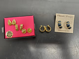 Gorgeous Collection of 5 Pairs Women's Earrings Genuine Diamond Dust Faux Gold
