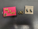 Gorgeous Collection of 5 Pairs Women's Earrings Genuine Diamond Dust Faux Gold