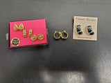 Gorgeous Collection of 5 Pairs Women's Earrings Genuine Diamond Dust Faux Gold