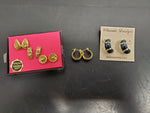Gorgeous Collection of 5 Pairs Women's Earrings Genuine Diamond Dust Faux Gold