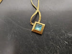 Gorgeous Lot of 3 Women's Faux Gold Necklaces Avon Pendant w/Blue Stone Present!