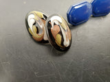 Gorgeous Lot of 4 Women's Ornate Earrings Faux Gold Blue Stone Unique DesignGift