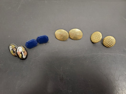 Gorgeous Lot of 4 Women's Ornate Earrings Faux Gold Blue Stone Unique DesignGift