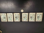 6 Metal Throwing Cards with US Currency-$1,5,10,20,50 & 100