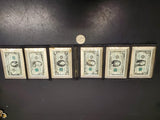 6 Metal Throwing Cards with US Currency-$1,5,10,20,50 & 100