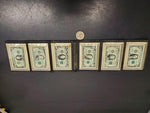 6 Metal Throwing Cards with US Currency-$1,5,10,20,50 & 100