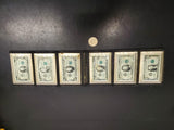 6 Metal Throwing Cards with US Currency-$1,5,10,20,50 & 100