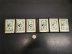 6 Metal Throwing Cards with US Currency-$1,5,10,20,50 & 100