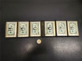 6 Metal Throwing Cards with US Currency-$1,5,10,20,50 & 100