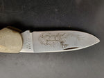 Vintage Western USA 532 F Wood Westlock Lockback Knife c.1982 Deer On Blade Nice