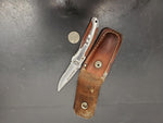 Vintage Winchester Folding Blade Knife Surgical Stainless Steel W/Leather Sheath