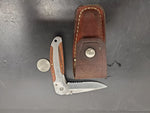 Vintage Winchester Folding Blade Knife Surgical Stainless Steel W/Leather Sheath