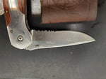 Vintage Winchester Folding Blade Knife Surgical Stainless Steel W/Leather Sheath