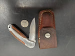 Vintage Winchester Folding Blade Knife Surgical Stainless Steel W/Leather Sheath