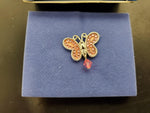 Vtg Avon Pink/Silver/Faux Diamond Pink Gemstone Butterfly Pin Pendant Gorgeous
