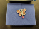 Vtg Avon Pink/Silver/Faux Diamond Pink Gemstone Butterfly Pin Pendant Gorgeous