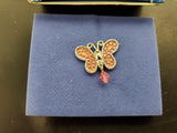 Vtg Avon Pink/Silver/Faux Diamond Pink Gemstone Butterfly Pin Pendant Gorgeous