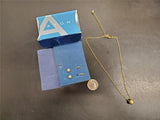 Vintage Avon Women's Necklace W/Faux Diamond Ball Pendant & 2 Pairs of Earrings