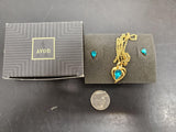 Avon Women's aquamarine look Earrings w/ Matching Necklace  Gem Set in Gold