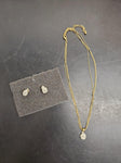 Avon Women's Set of Necklace W/Faux Diamond Pendant & Faux Diamond Earrings Nice