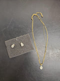Avon Women's Set of Necklace W/Faux Diamond Pendant & Faux Diamond Earrings Nice