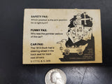 1976 ITT C.B.C Krazy Cars Trading Card "Booick" w/Safety, Funny & Car FAX Unique