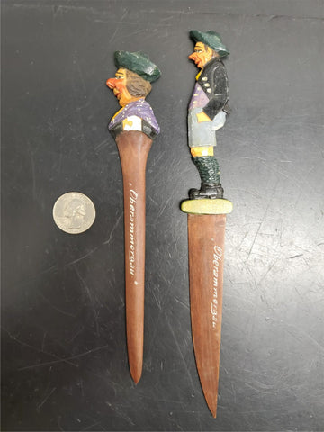 Decorative German Wood Stick Figurine Sculptures from Oberammergau Collectible
