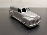 Vintage Silver Glossy 1950's Chevrolet Panel Van Tootsie Toy Made in U.S.A.