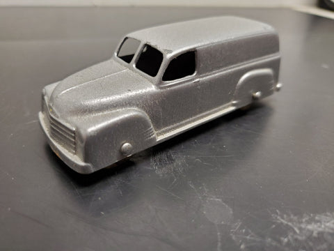 Vintage Silver Glossy 1950's Chevrolet Panel Van Tootsie Toy Made in U.S.A.