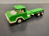 Vintage 1970 Tootsie Toy Green Flat Bed Tow Truck White Interior Chicago USA