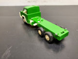 Vintage 1970 Tootsie Toy Green Flat Bed Tow Truck White Interior Chicago USA