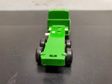 Vintage 1970 Tootsie Toy Green Flat Bed Tow Truck White Interior Chicago USA