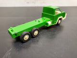 Vintage 1970 Tootsie Toy Green Flat Bed Tow Truck White Interior Chicago USA